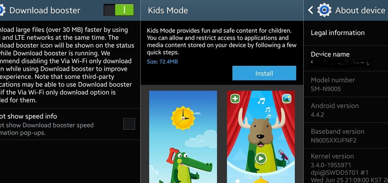 Galaxy Note 3 recebe Download Booster e Kids Mode