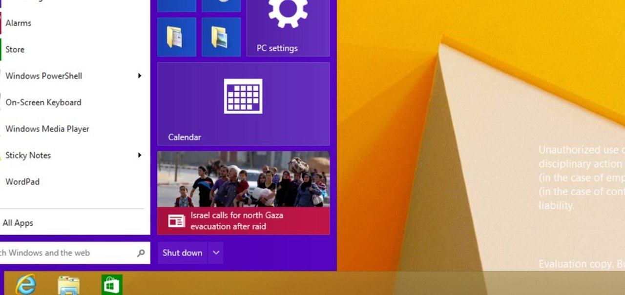 Foto vazada do novo Windows 8.1 mostra o novo Menu Iniciar