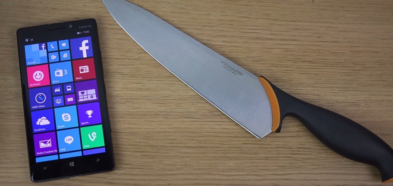 Fruit Ninja com faca de verdade: teste de resistência da tela do Lumia 930