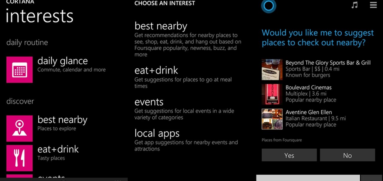 Assistente pessoal Cortana agora integra informações do Foursquare