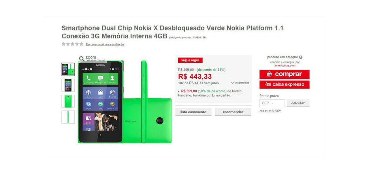 Sem alarde, Nokia X é lançado no Brasil