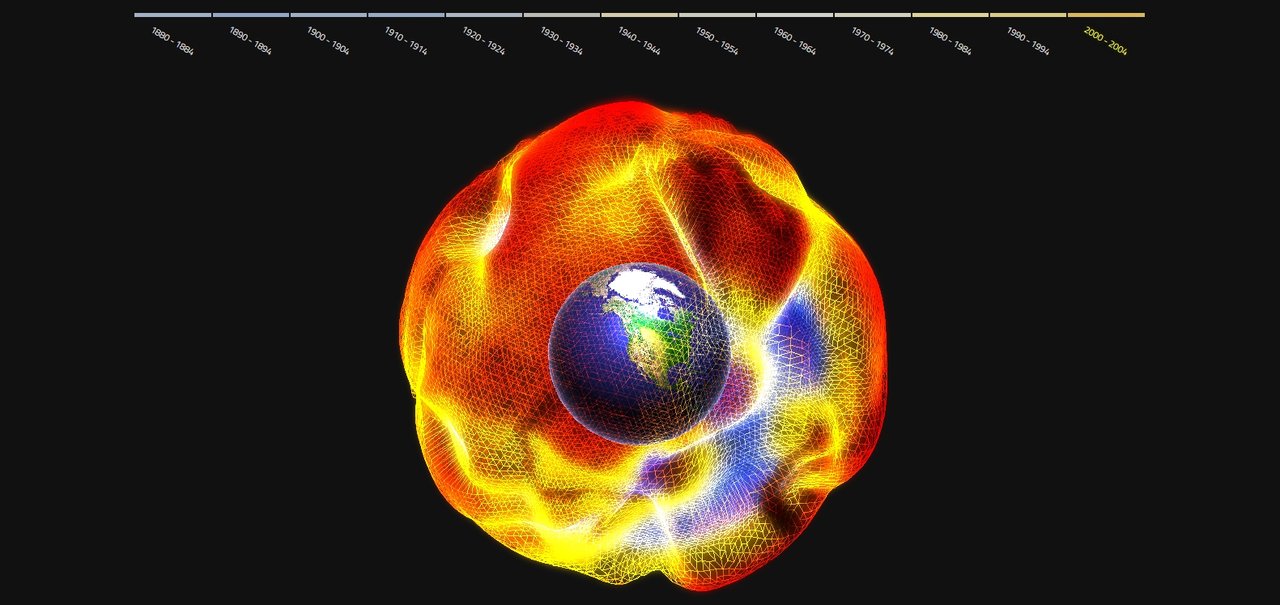 De 1800 a 2004: gráfico mostra variações de temperatura sobre o Globo 