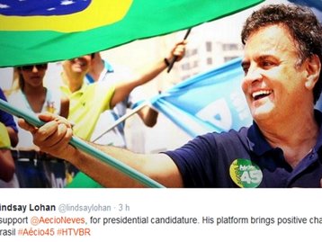 Atriz Lindsay Lohan publica tweet para apoiar candidatura de Aécio Neves