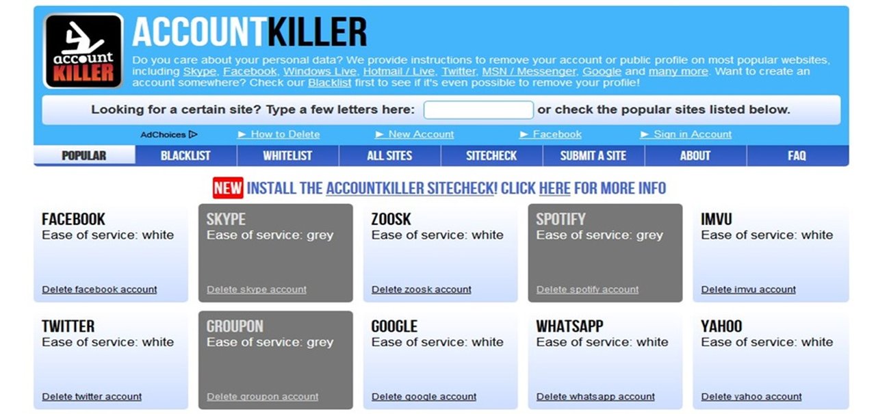 AccountKiller, o site que ensina você a apagar contas de qualquer site