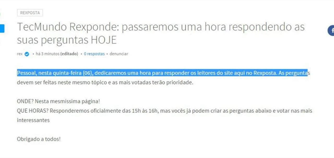 TecMundo Rexponde: passaremos uma hora respondendo as suas perguntas HOJE