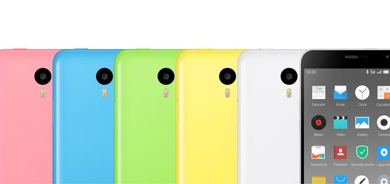 Meizu m1 note é colorido e bonito... Tipo o iPhone 5c, só que grandão