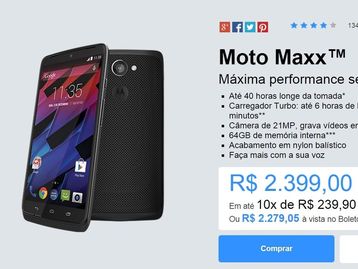 Motorola aumenta preço do Moto Maxx em sua loja oficial