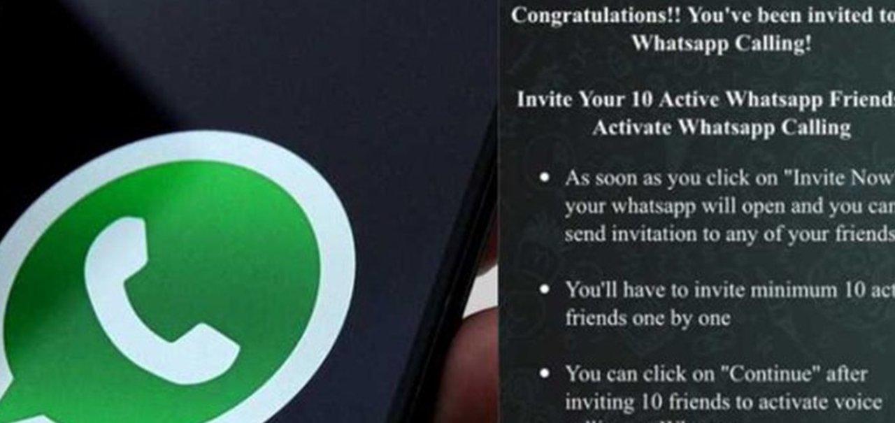 Olha o trote: mensagem de liberação de ligação gratuita no WhatsApp é falsa