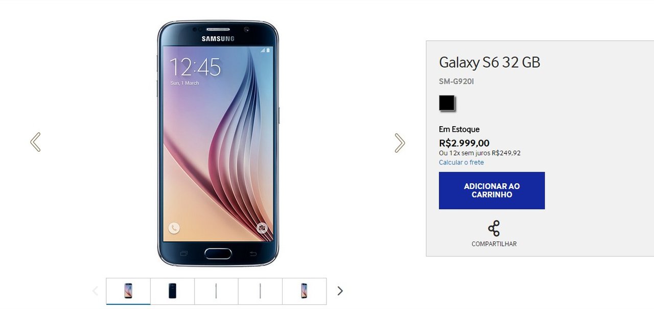 Baixou! Galaxy S6 já custa R$ 2.999 na loja oficial da Samsung