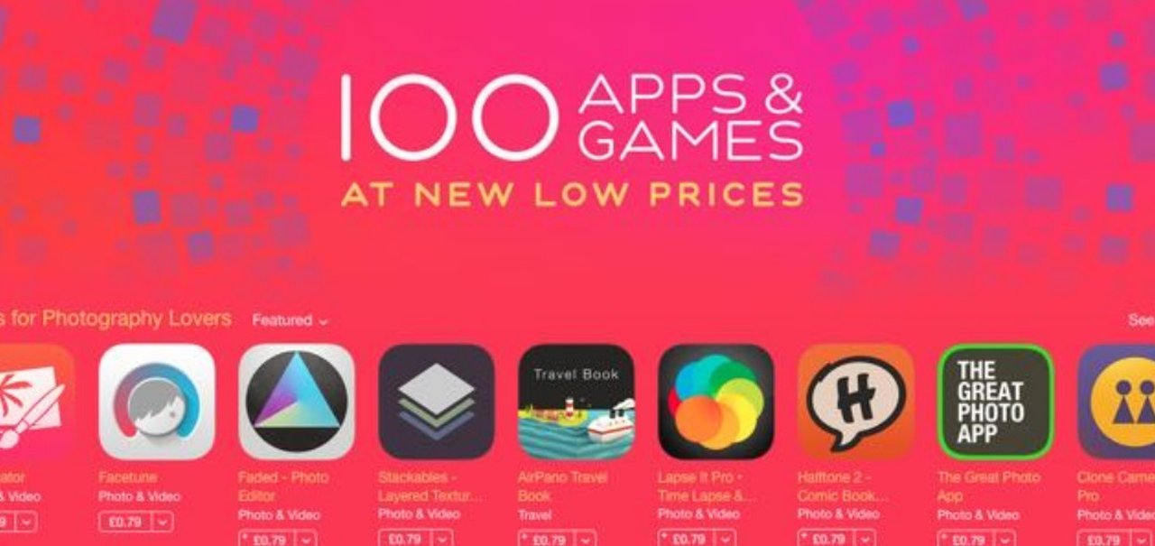 Apple coloca 100 grandes aplicativos em promoção na App Store