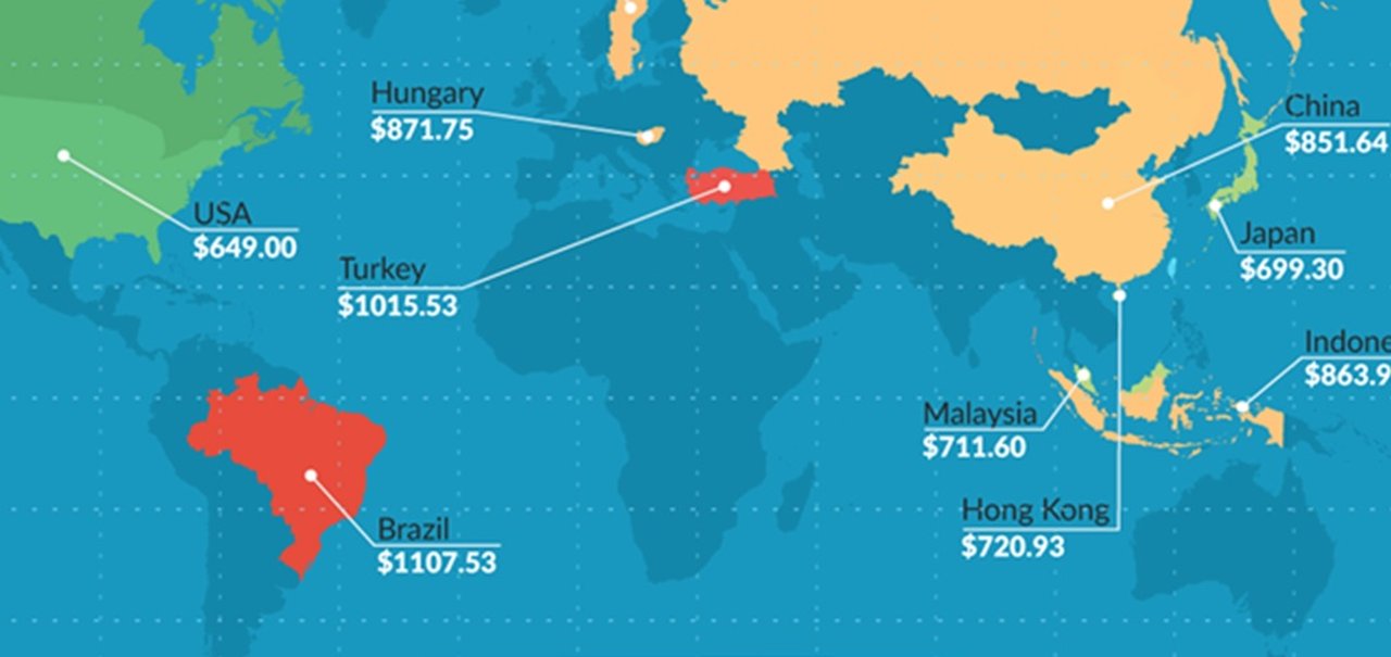 Quanto realmente custa um iPhone 6 ao redor do mundo [infográfico]