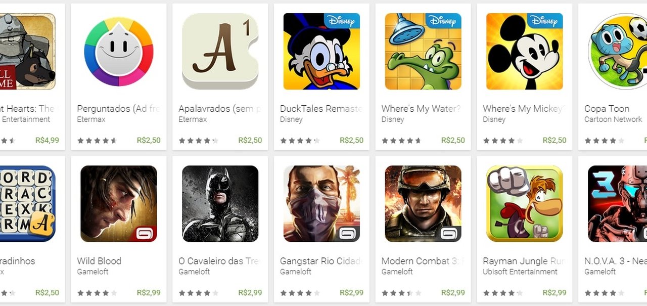 Promoção: Google Play oferece games famosos com até 90% de desconto