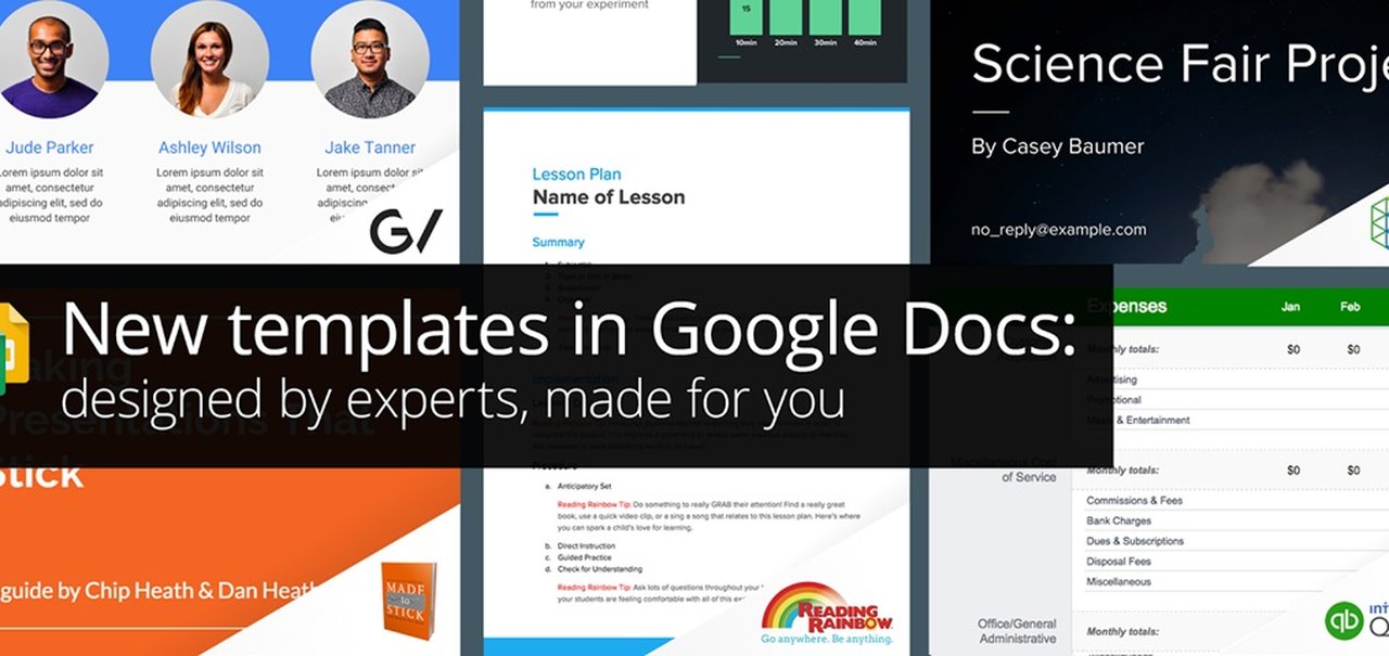 Google libera templates elaborados por experts para seus programas do Docs