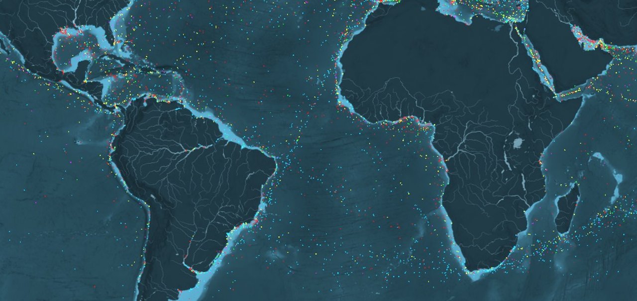 Mapa interativo mostra fluxo marítimo do comércio global