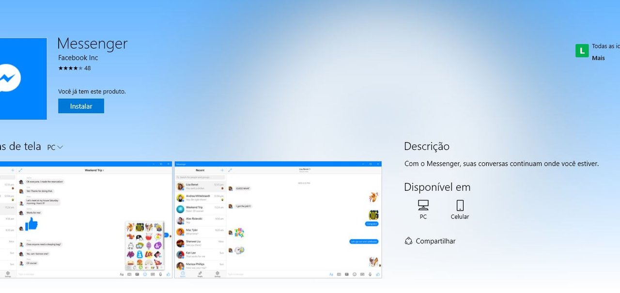 Chamadas de voz e vídeo chegam ao Messenger para Windows 10