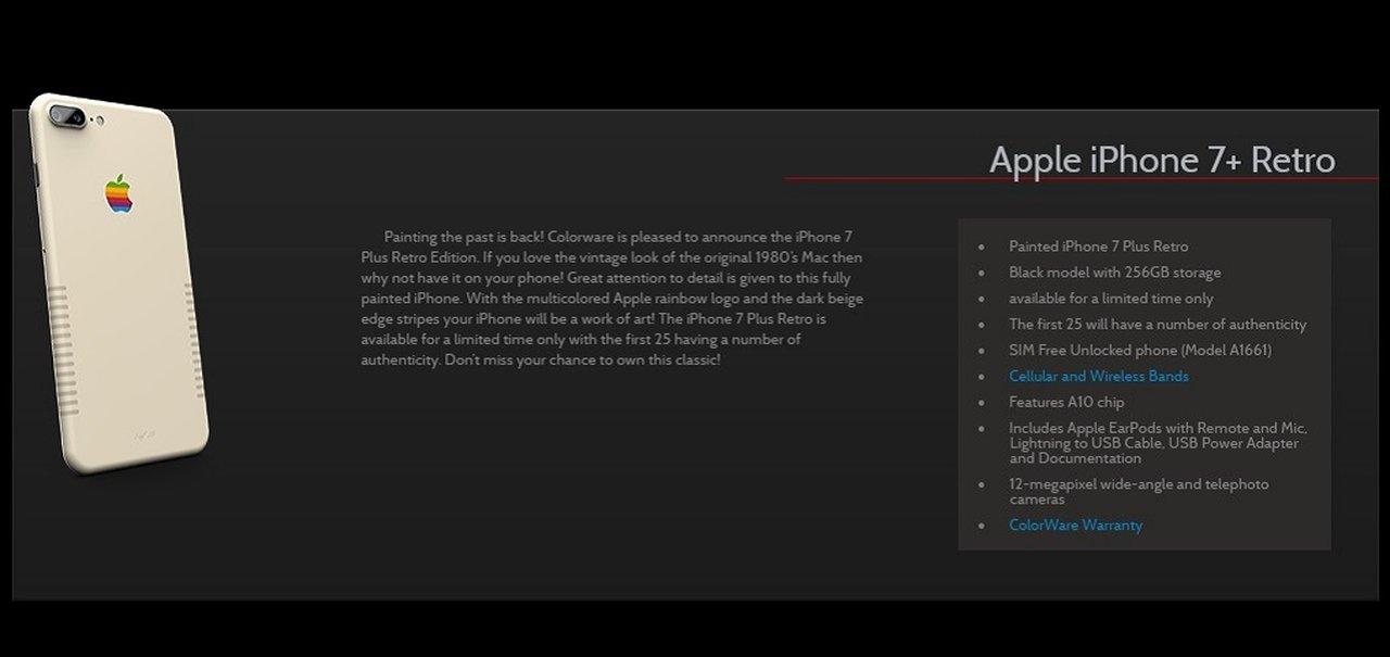 Este iPhone 7 Plus Retro Edition custa a bagatela de US$ 1,9 mil