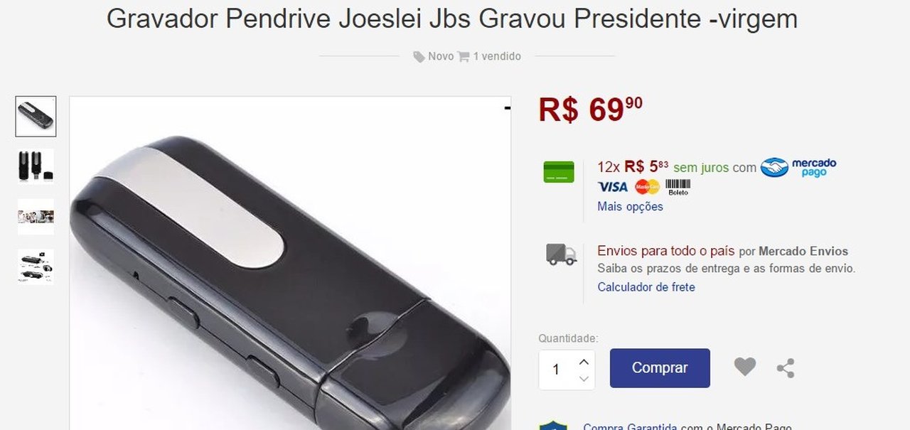 Vendedor comercializa “Pendrive Joesley” que “gravou presidente”