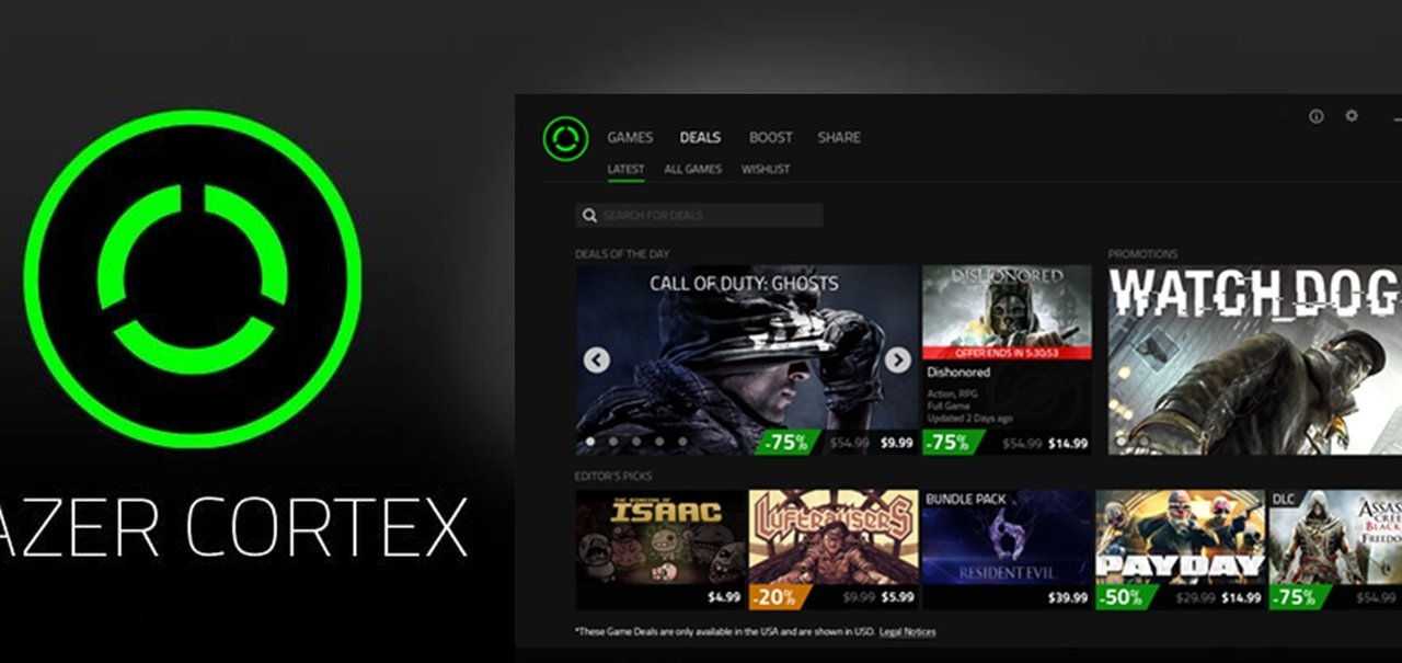 Plataforma de jogos Razer Cortex Deals chega ao Brasil em português