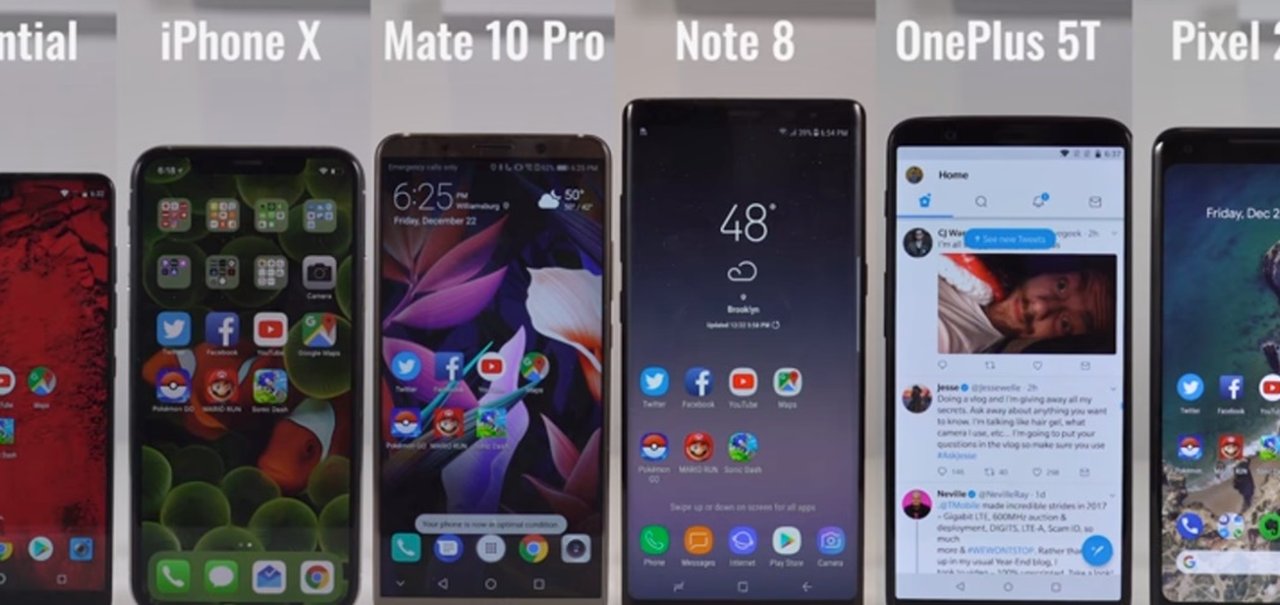 Teste de youtuber compara velocidade dos smartphones de destaque em 2017