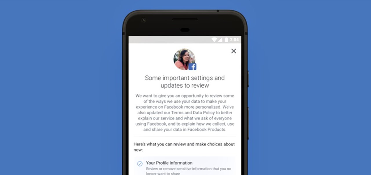 Facebook vai enviar notificações para você revisar a privacidade da conta