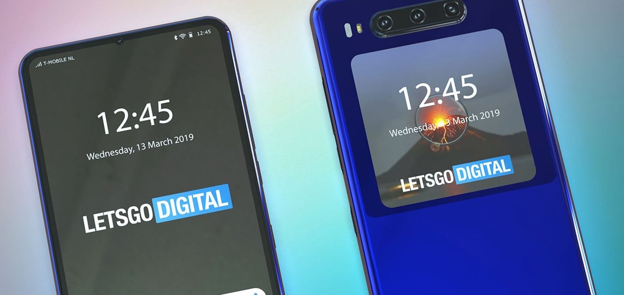 Patente da Huawei revela smartphone com tela secundária quadrada atrás