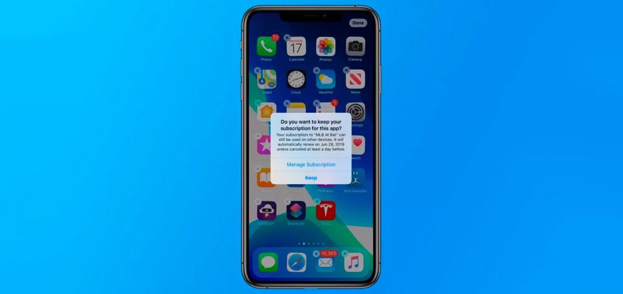 iOS 13 avisa quando o usuário está excluindo app com assinatura ativa