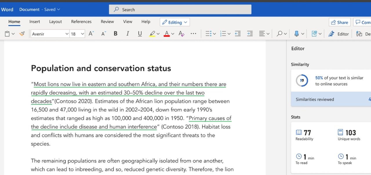 Microsoft Word inclui ferramenta que checa plágios durante a escrita