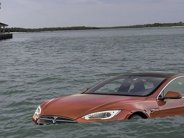 Quem se sai melhor na enchente: Fusca ou Tesla Model 3?