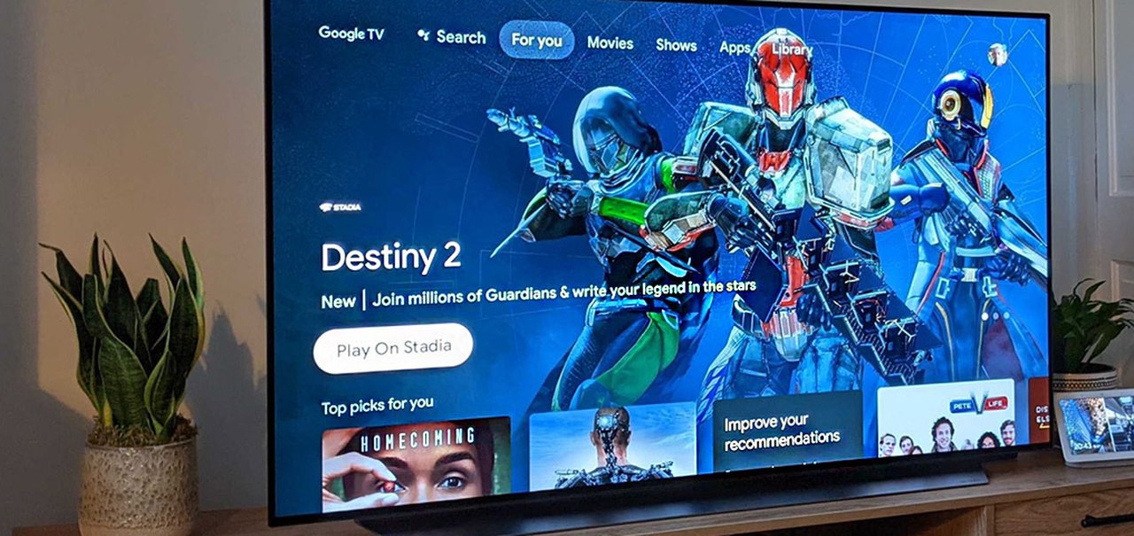 Google TV começa a anunciar jogos do Stadia em sua interface