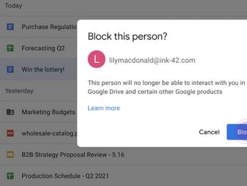 Google Drive permite bloquear usuários indesejados e spam