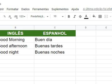 Como traduzir células das planilhas Google