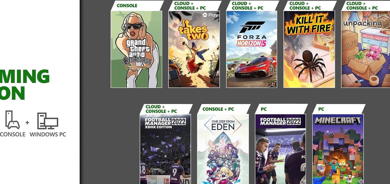 Xbox Game Pass: Forza 5, GTA San Andreas Remaster e outros chegando