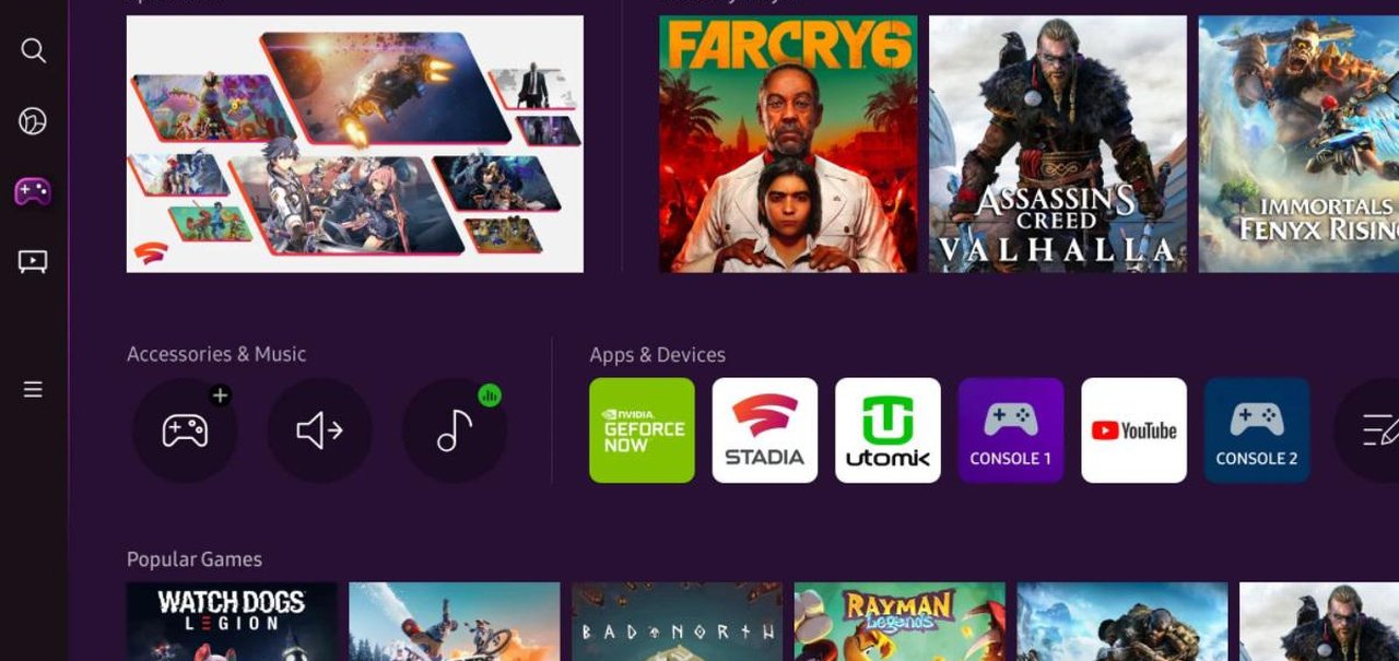 Samsung traz GeForce Now e Google Stadia para suas Smart TVs