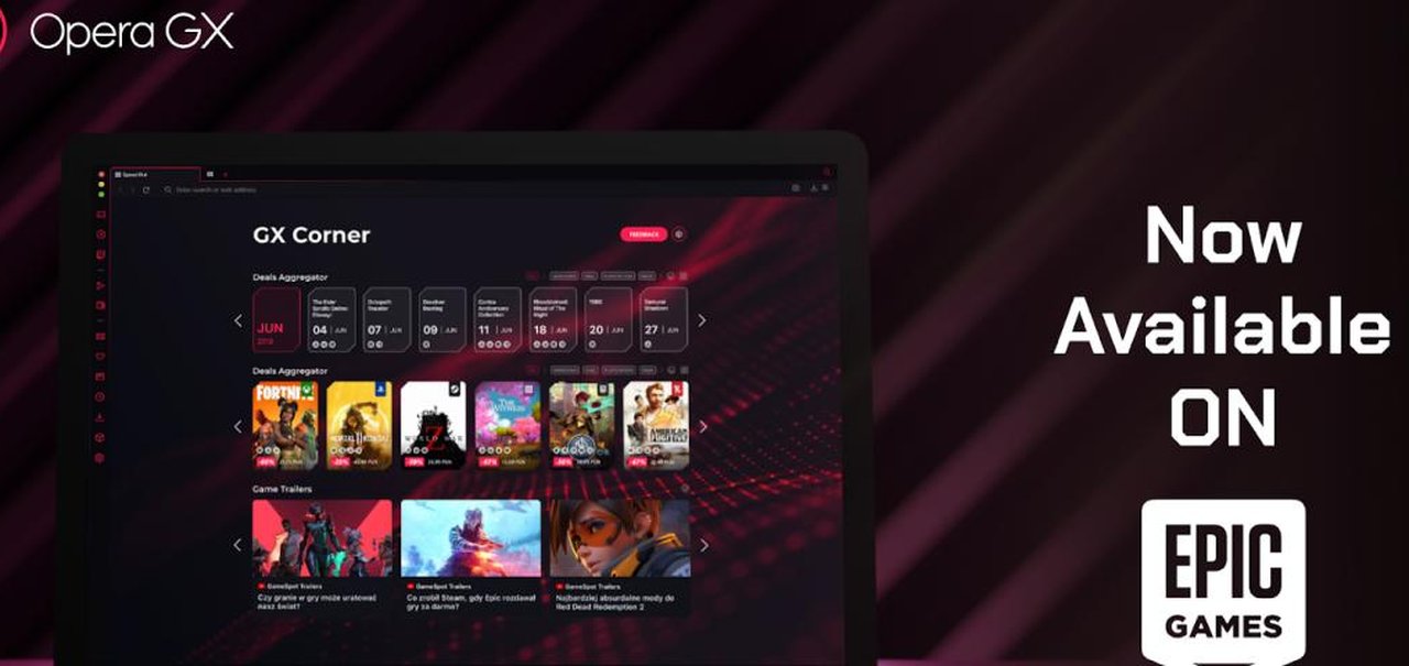 Opera GX: navegador para jogos é adicionado à Epic Games Store