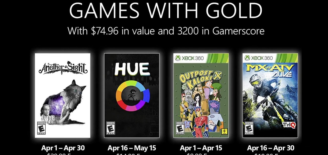 Games with Gold de abril tem Another Sight, Hue e mais; confira