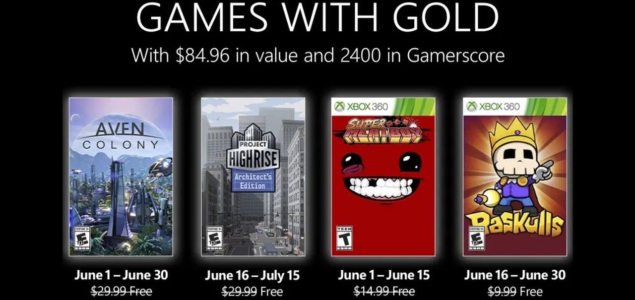 Games with Gold de junho tem Aven Colony, Super Meat Boy e mais; veja