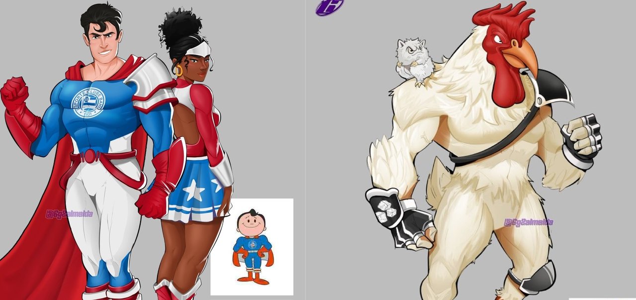 Ilustrador transforma mais mascotes do futebol em lutadores