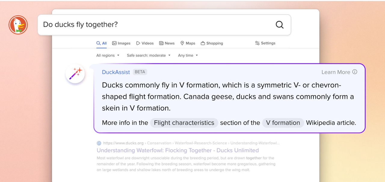 DuckDuckGo oferece respostas elaboradas por IA no motor de busca