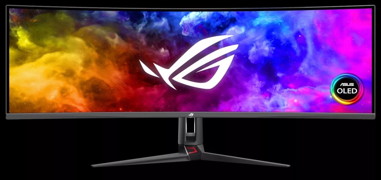 Asus lança monitor gamer curvo com display OLED de 49 polegadas