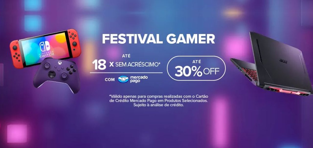 Festival Gamer no Mercado Livre: até 67% off em monitores, consoles, placas de video e mais