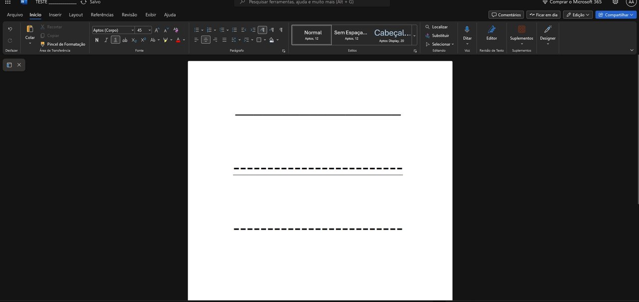 Como colocar linha no Word da Microsoft?