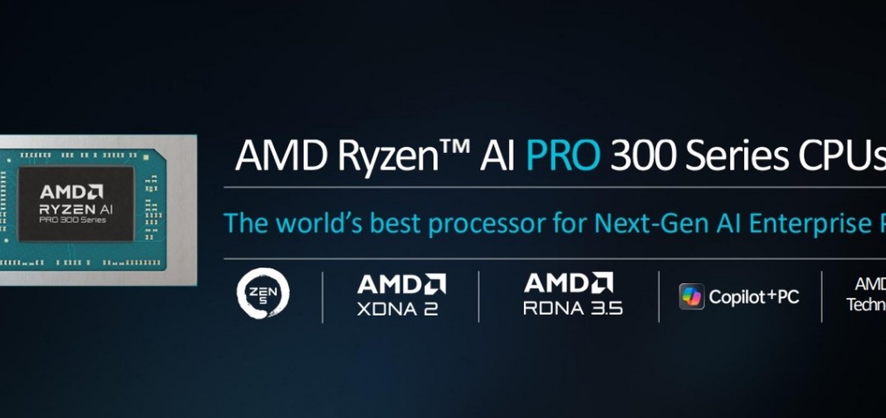 AMD revela CPUs Ryzen AI PRO 300 de 55 TOPS para uso profissional