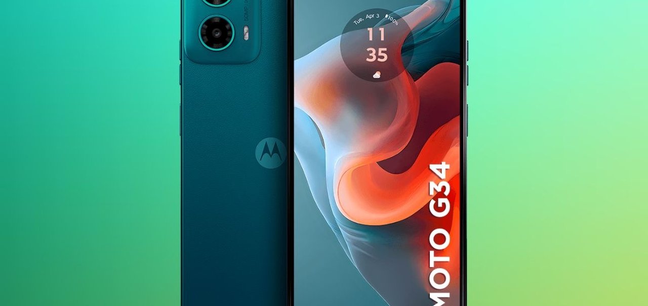 Celular Motorola com 256GB e 5G por menos de R$1.000 na Casas Bahia; veja oferta do Moto G34 