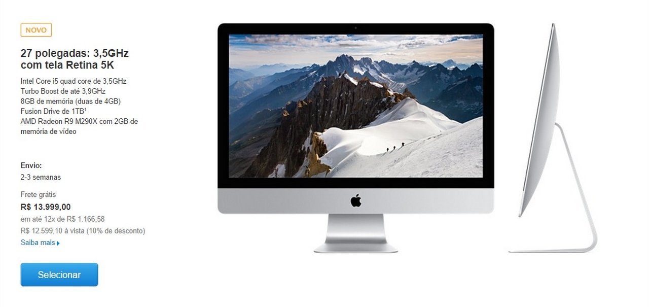 Novo iMac com tela Retina 5K custa até R$ 22,1 mil no Brasil