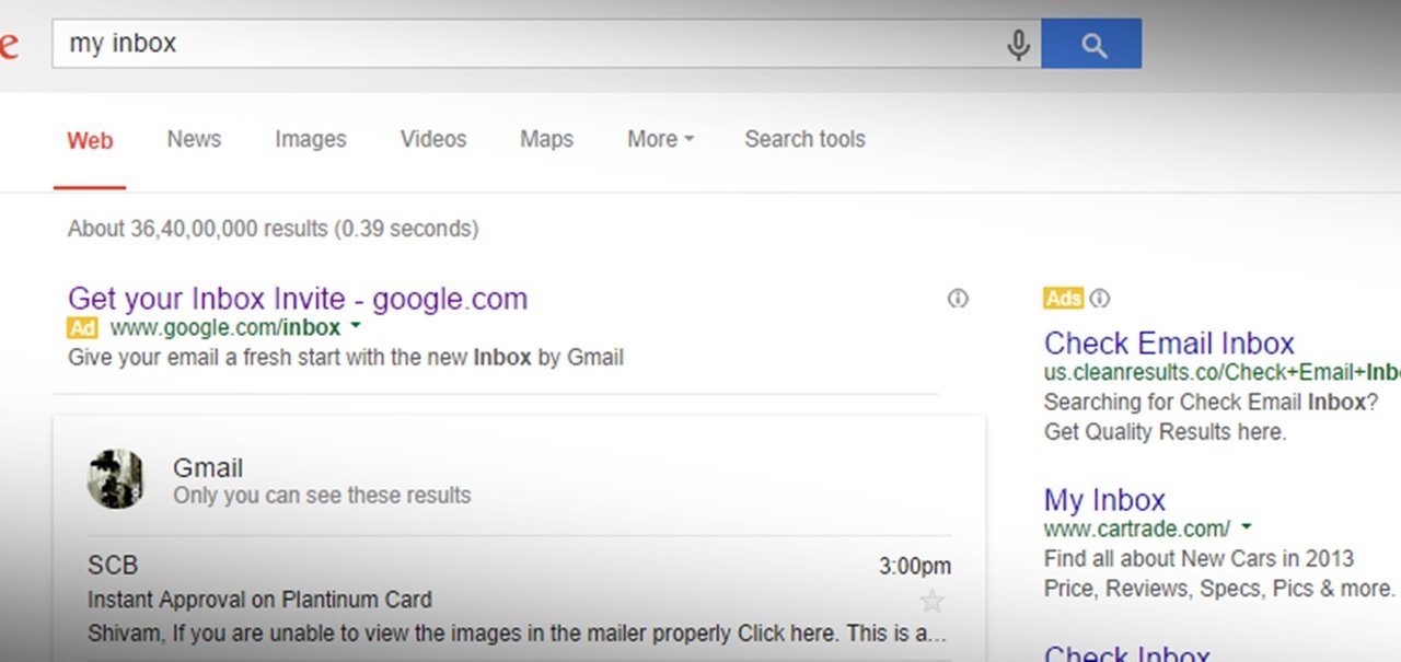 Mensagens do Gmail agora aparecem na busca da Google e do Google Now