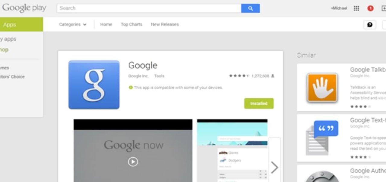 Google está testando novo layout no Google Play