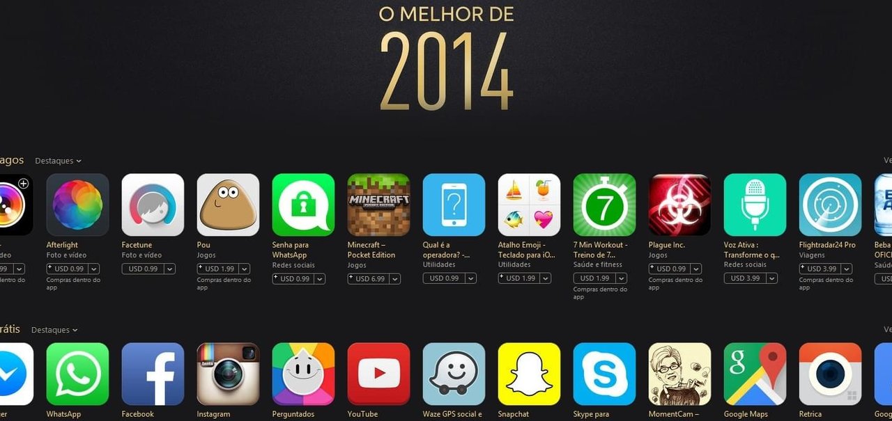 Confira os apps mais baixados na loja do iOS em 2014