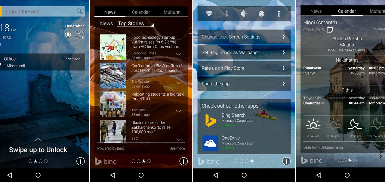 App da Microsoft coloca o Bing na tela de bloqueio de seu Android