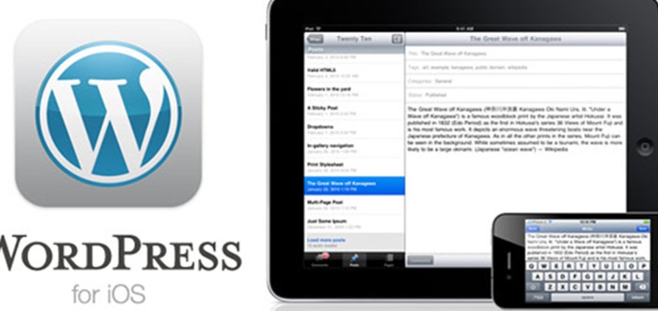 Atualização no Wordpress para iOS adiciona o editor visual WYSIWYG