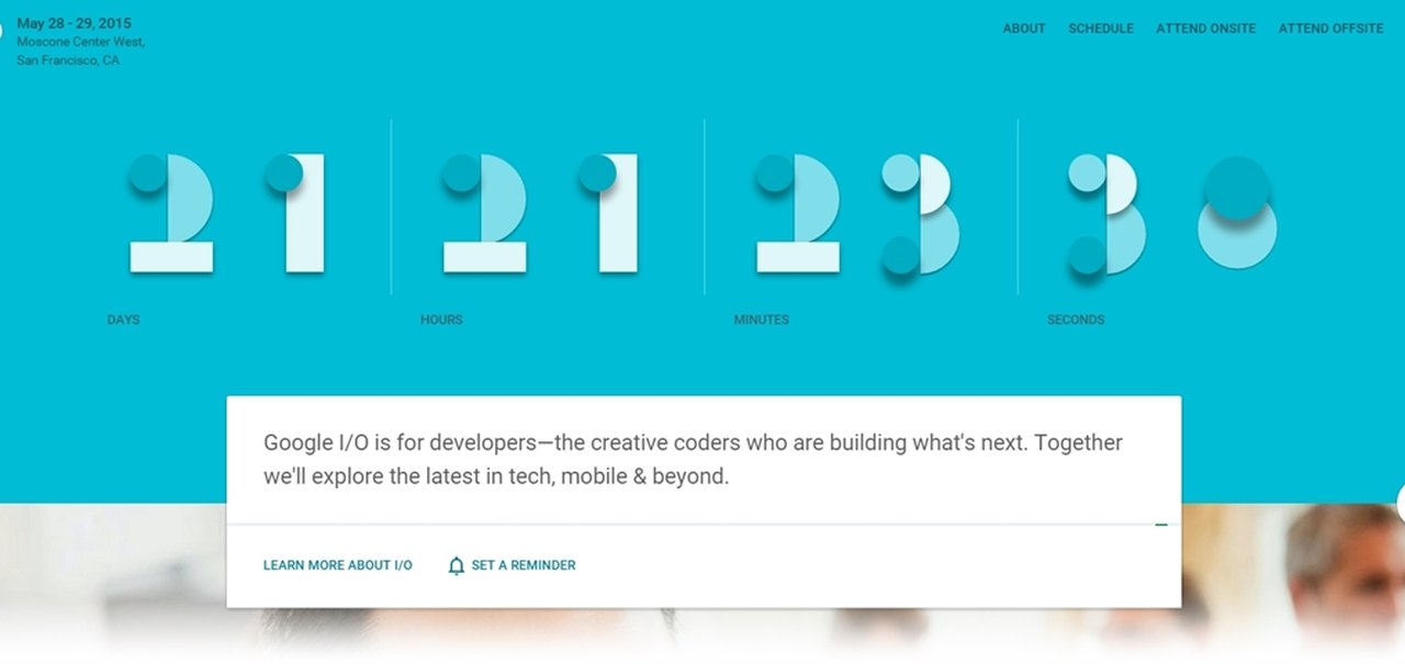 Google atualiza site da I/O 2015 com programação completa, timer e mais